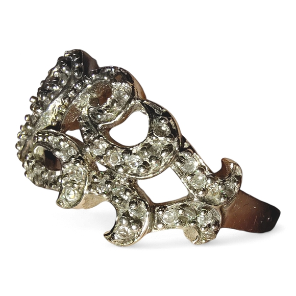 Vintage Sterling Silver 925 Marked Moissanite Filigree Ring Size 8 - Picture 6 of 12